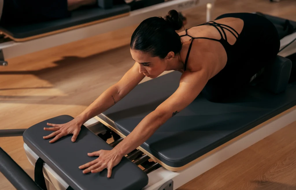 Childs pose on the PILAT3S Reformer
